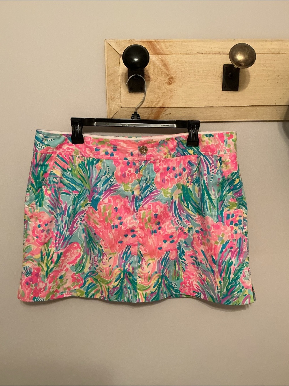 Lilly Pulitzer Nicki Skirt Skort, Size 14, Pink & Blue Watercolor Pattern